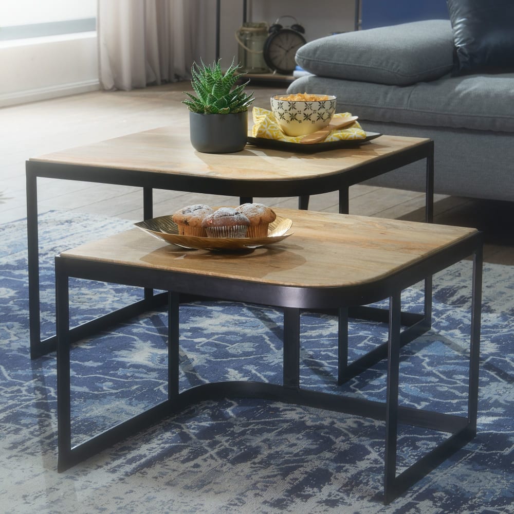 2er Set Satztische aus Mangoholz, Braun - Maisons Du Monde