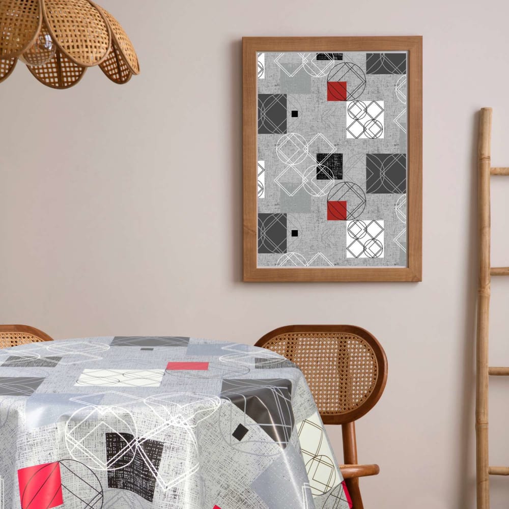 Nappe en toile cirée ronde grise D. 150 cm