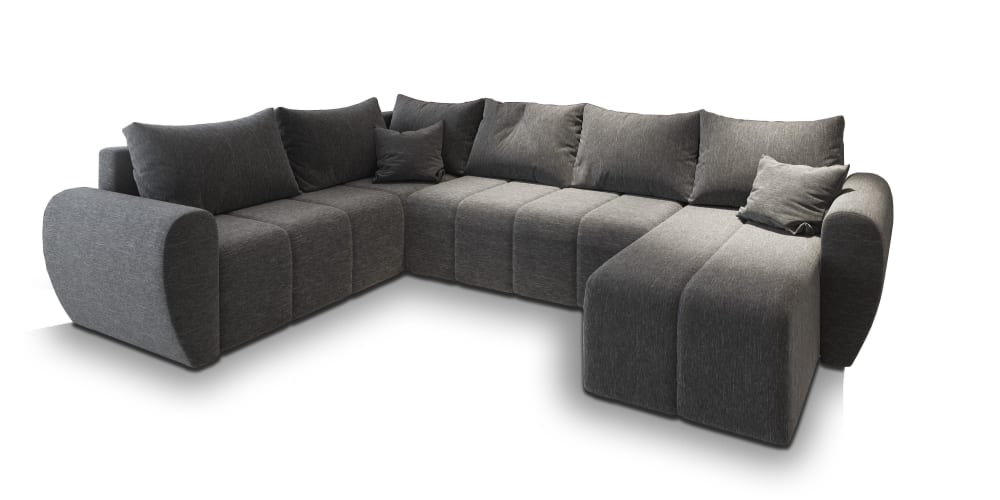 Masseno Ecksofa mit Schlaffunktion aus Stoff, Hellgrau style modern - Stoff