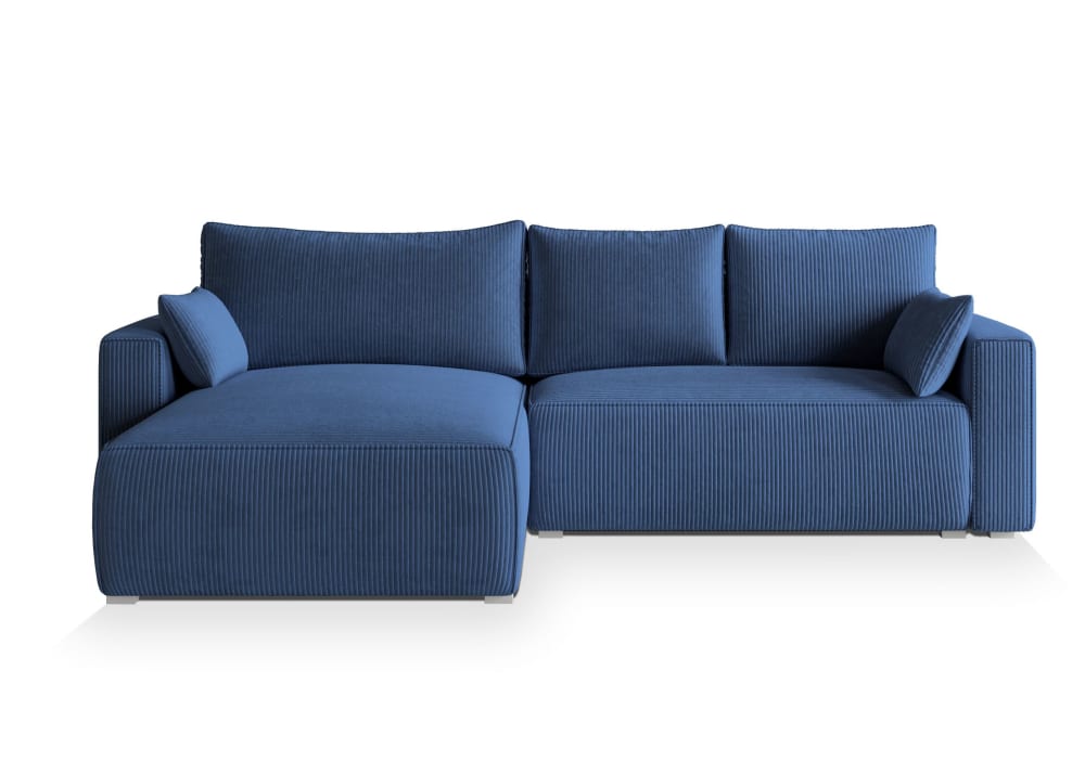 Masseno Ecksofa mit Schlaffunktion aus Kordstoff, Blau style modern Blau
