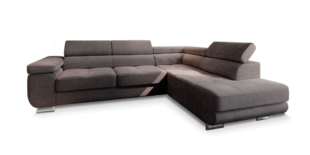 Masseno Ecksofa mit Schlaffunktion aus Kordstoff, Braun style modern Braun