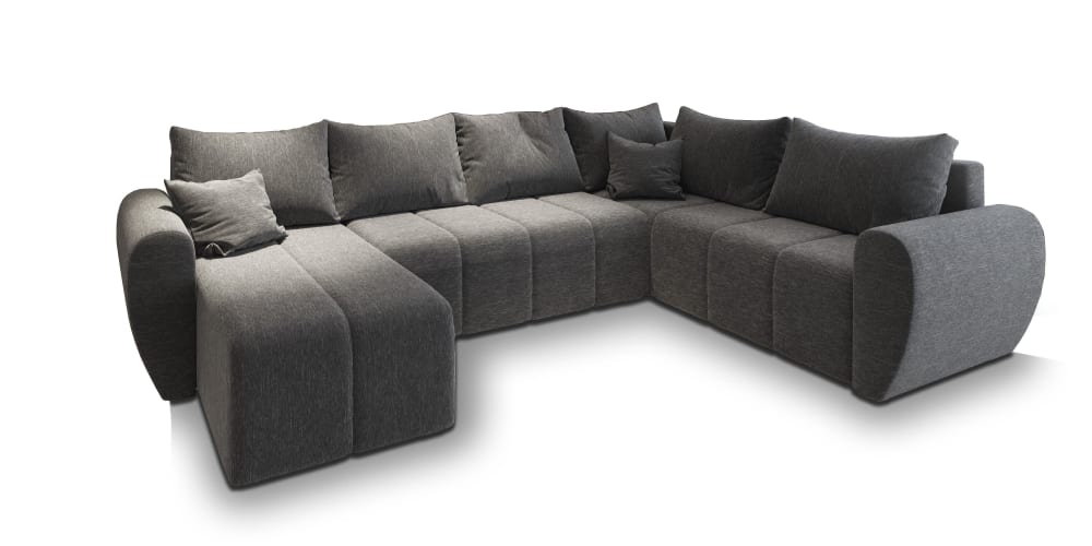 Masseno Ecksofa mit Schlaffunktion aus Stoff, Hellgrau style modern - Stoff