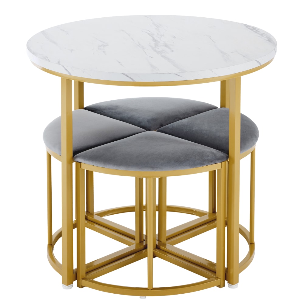 Esszimmer-Set mit 4 Stühlen, Weiß und Grau - Maisons Du Monde