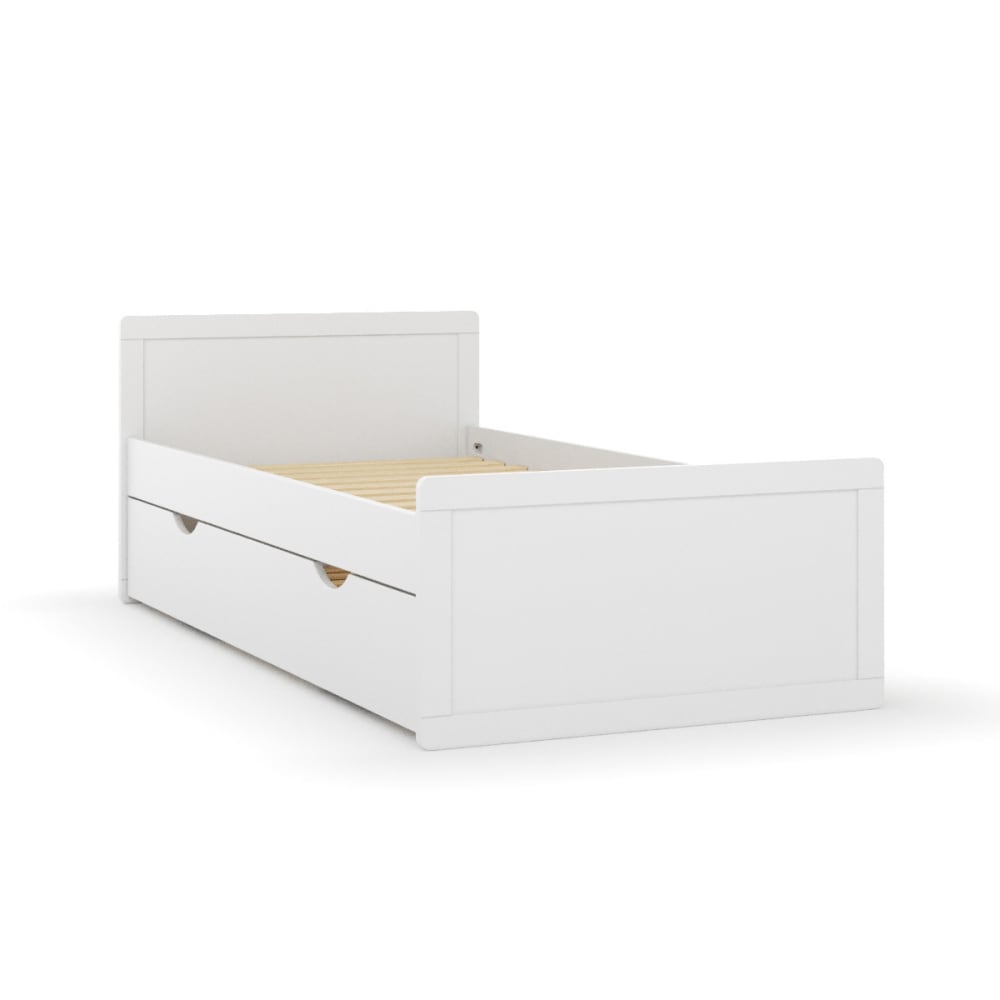 Lit enfant gigogne bois massif blanc 90x190 cm