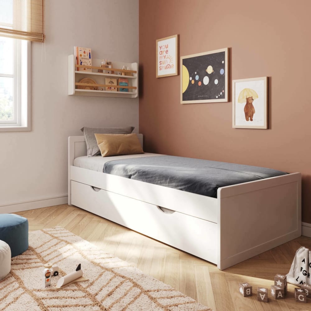 Lit enfant gigogne bois massif blanc 90x190 cm - Maisons du Monde