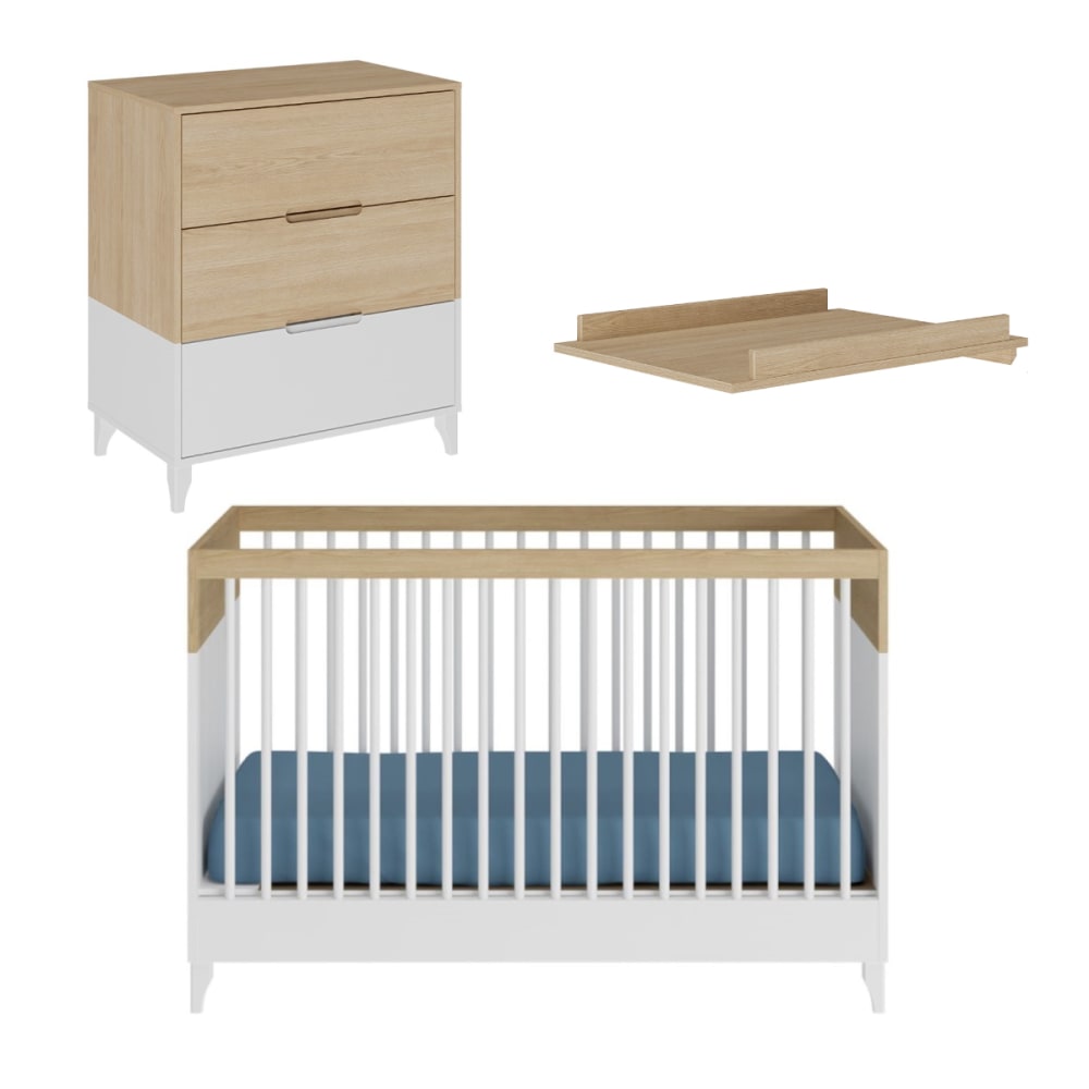 Mini+Chambre+bebe+blanc+et+bois+70x130+cm