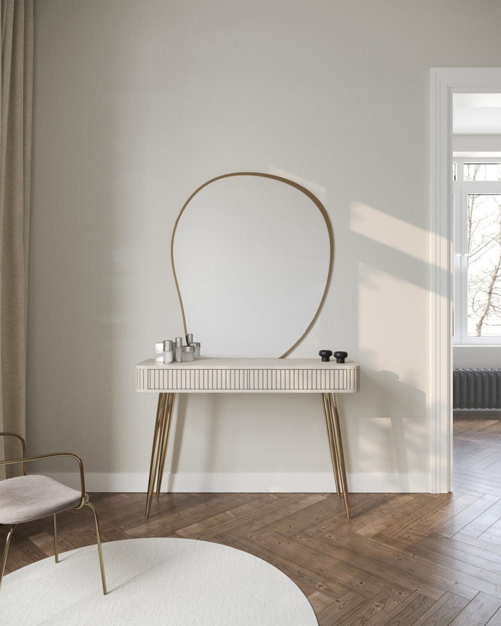 Schminktisch mit 2 Schubladen, Greige, 113 cm - Maisons Du Monde