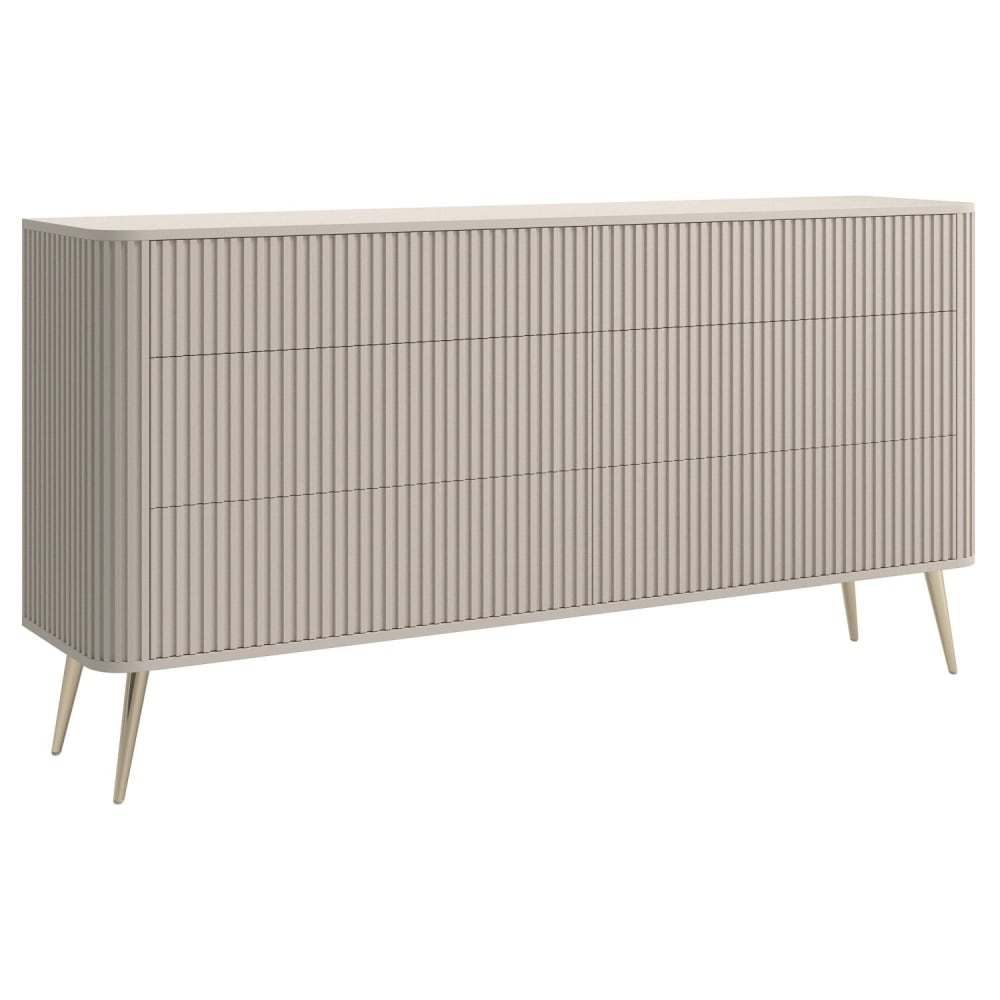 Selsey Kommode mit 6 Schubladen, greige mit Metallbeinen, 168 cm style modern Taupe Spanplatte
