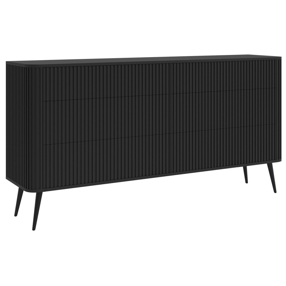 Selsey Kommode mit 6 Schubladen, schwarz mit Metallbeinen, 168 cm style modern - Spanplatte