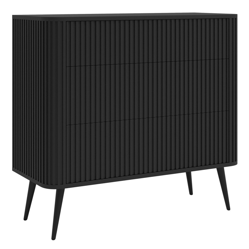 Selsey Kommode mit 3 Schubladen, schwarz mit Metallbeinen, 93 cm style modern - Spanplatte