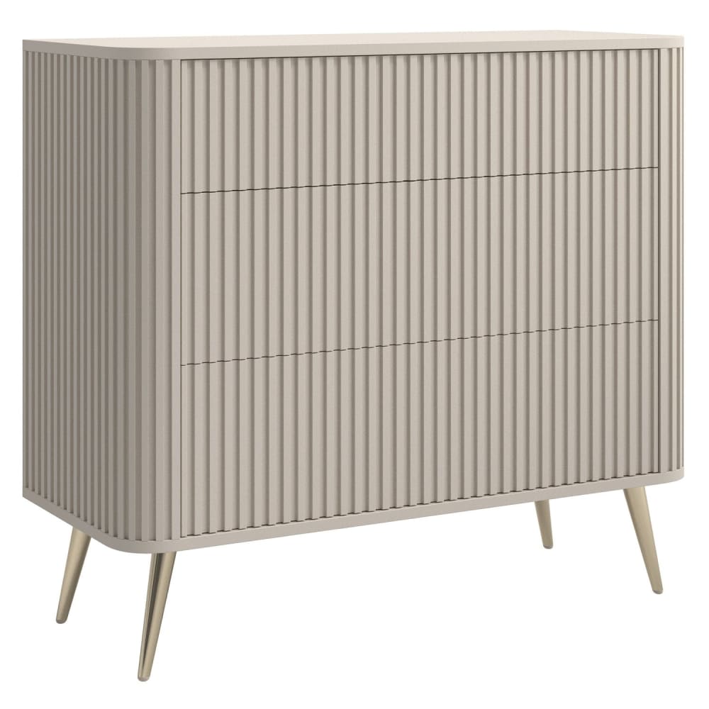 Selsey Kommode mit 3 Schubladen, greige mit Metallbeinen, 93 cm style modern Taupe Spanplatte