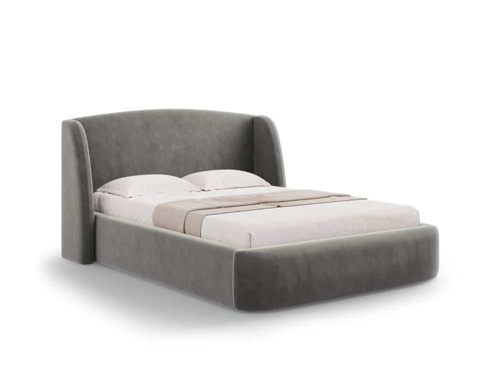 CXL by Christian Lacroix Bett mit Bettkasten und Kopfteil aus Samt, hellgrau - Samt