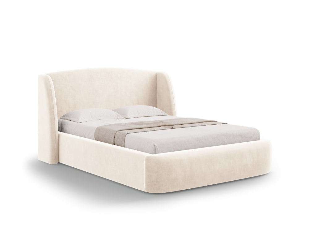 CXL by Christian Lacroix Bett mit Bettkasten und Kopfteil aus Samt, leichtes beige - Samt