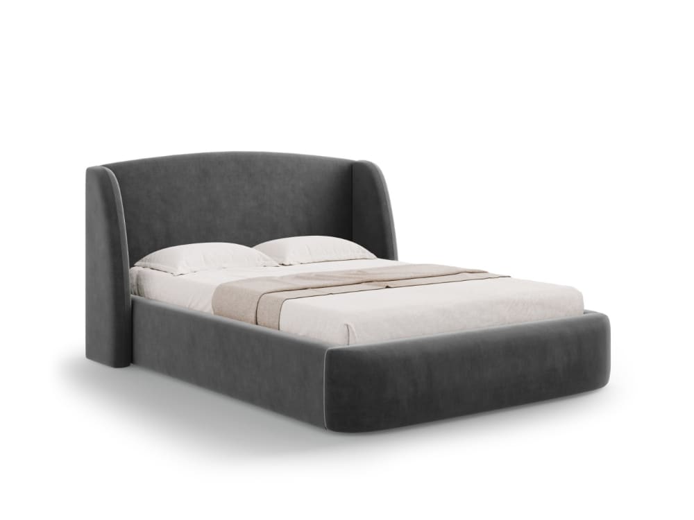 CXL by Christian Lacroix Bett mit Bettkasten und Kopfteil aus Samt, grau - Samt