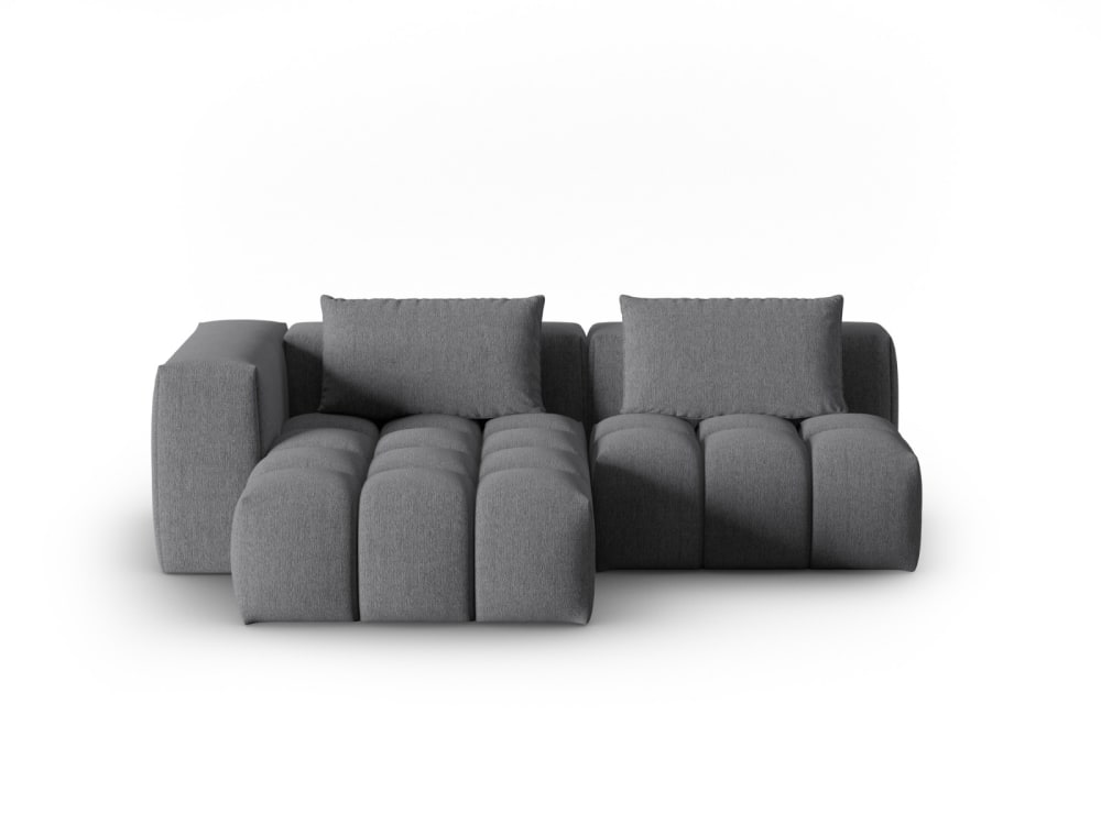 Canapé d'angle gauche modulable 3 places en tissu structurel gris