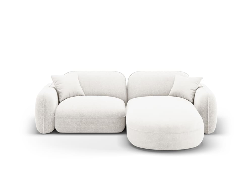 Canapé d'angle droit modulable 3 places en velours ivoire