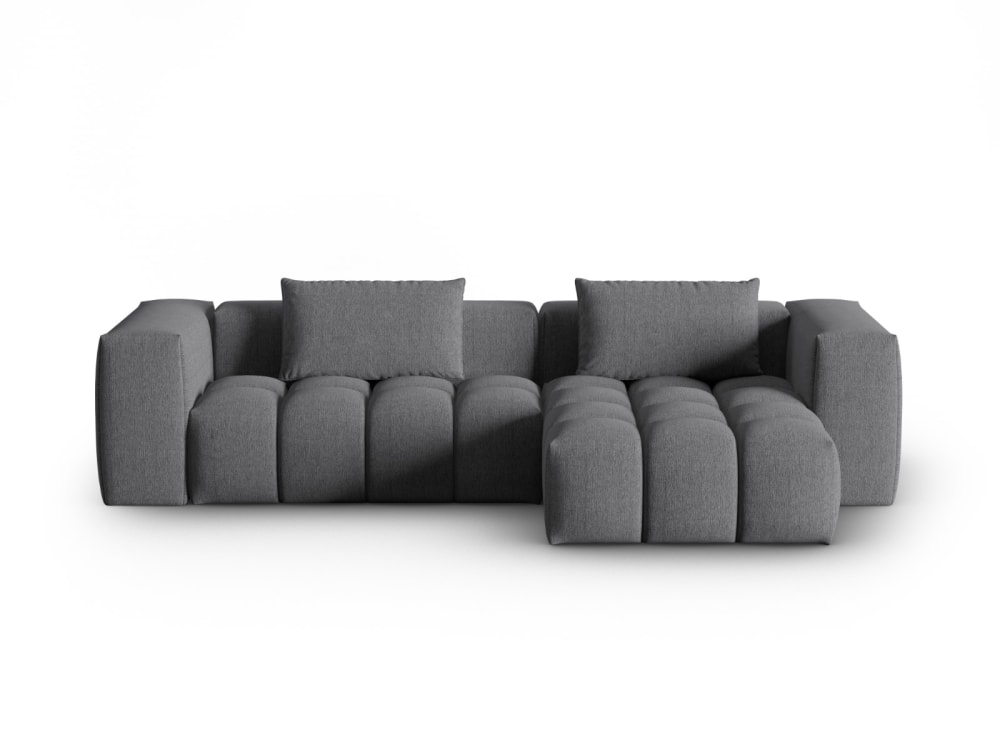 Canapé d'angle droit modulable 3 places en tissu structurel gris