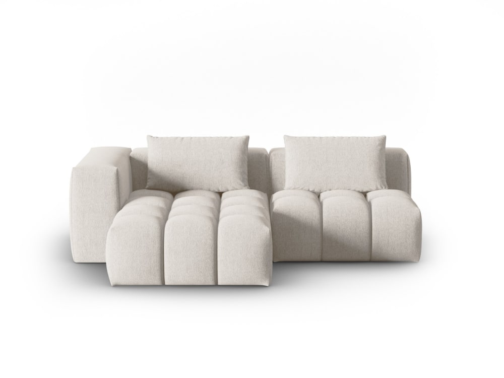 Canapé d'angle gauche modulable 3 places en tissu structurel beige