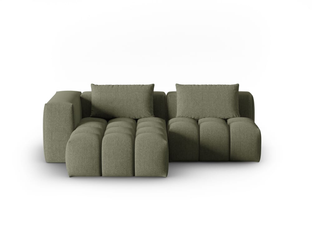 Canapé d'angle modulable 3 places tissu structurel vert olive foncé