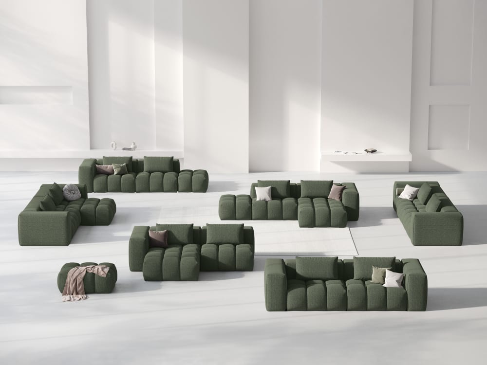 Canapé d'angle modulable 3 places tissu structurel vert olive foncé - Maisons du Monde