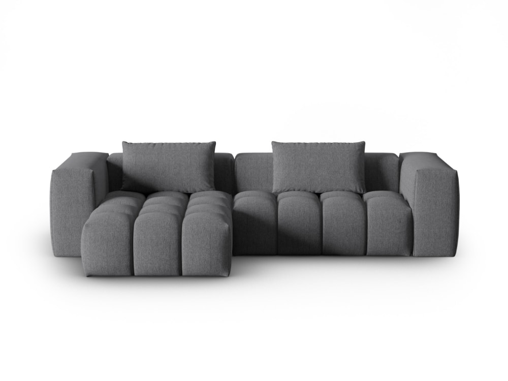 Canapé d'angle gauche modulable 3 places en tissu structurel gris