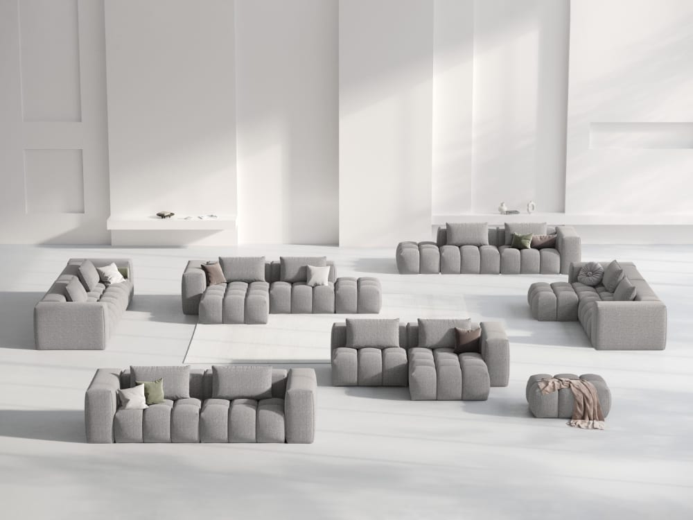 3-Sitzer modulares Ecksofa rechts aus strukturiertem Stoff