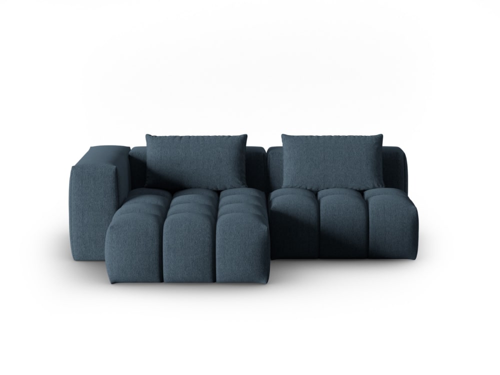 Canapé d'angle gauche modulable 3 places tissu structurel bleu foncé