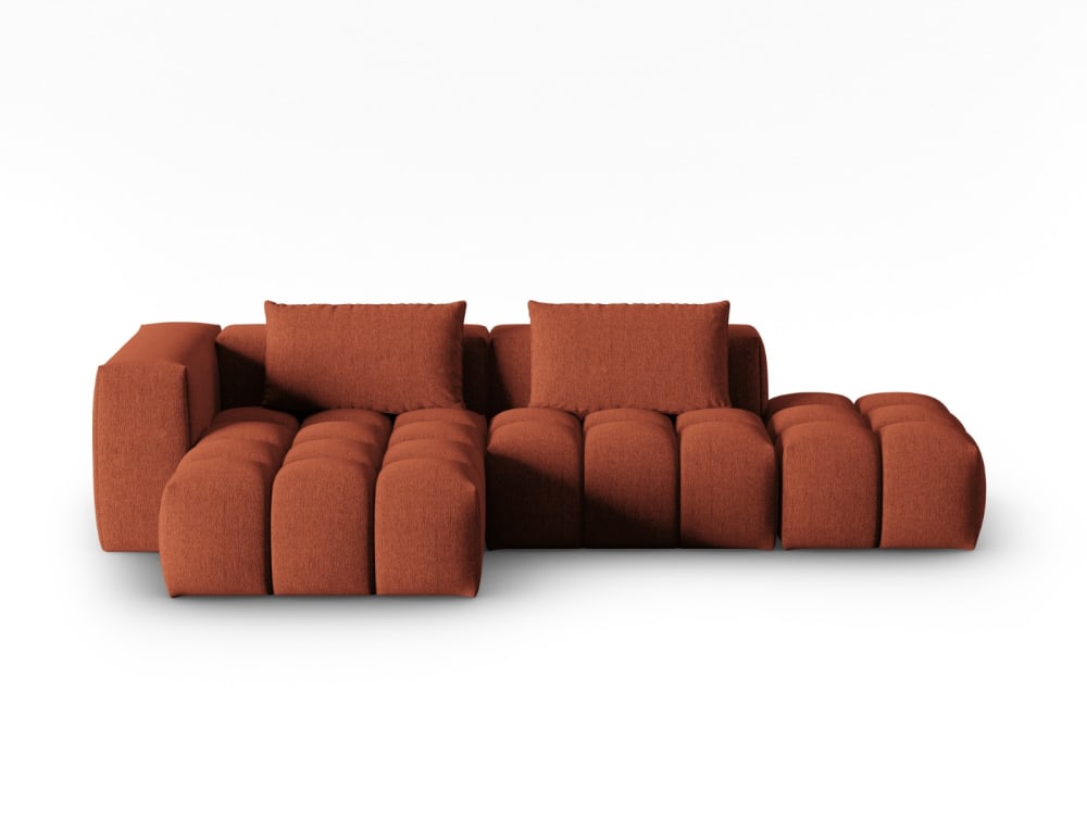 Canapé d'angle gauche modulable 4 places en tissu structurel corail