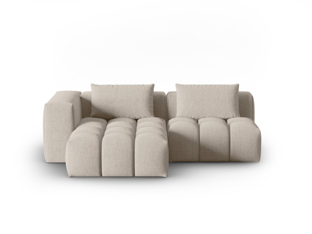 Canapé d'angle gauche modulable 3 places en tissu structurel le sable