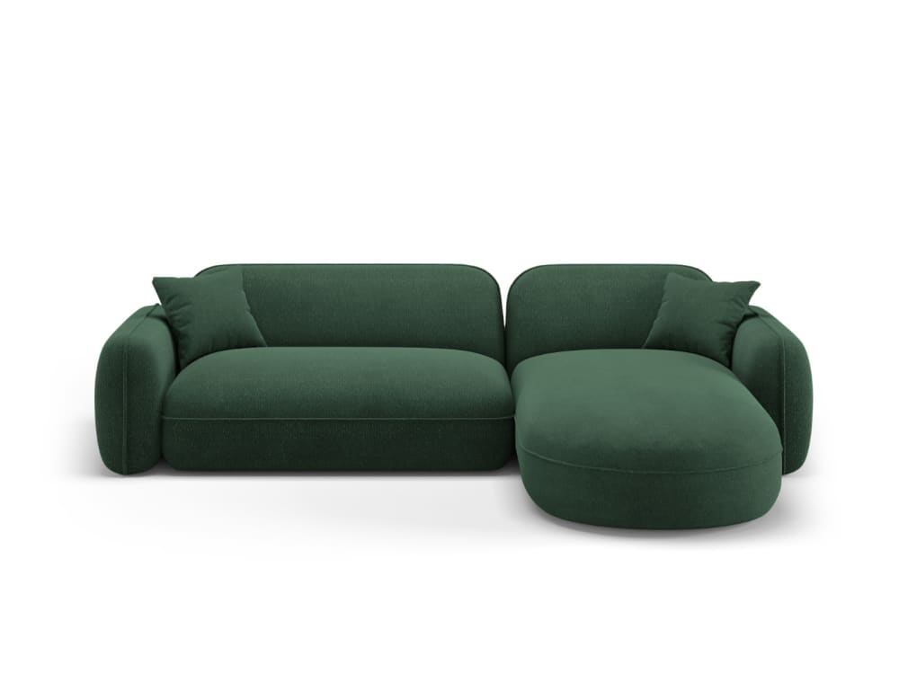 Canapé d'angle droit modulable 4 places en velours vert