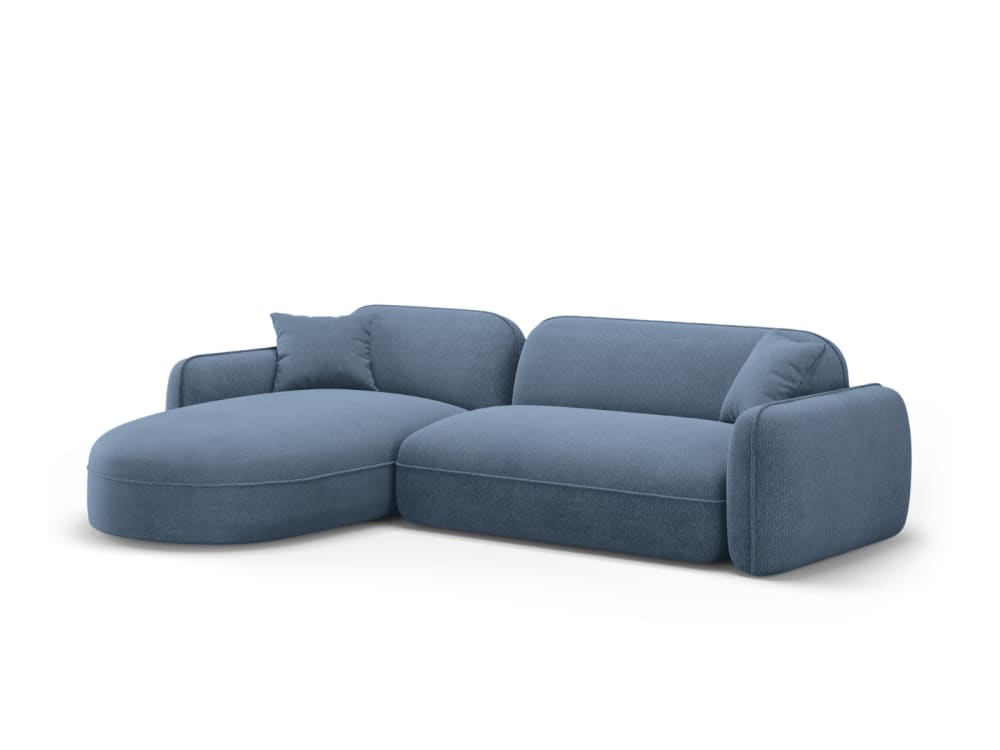 Canapé d'angle gauche modulable 4 places en velours blue jeans - Maisons du Monde