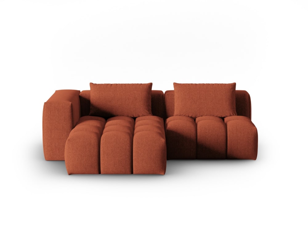Canapé d'angle gauche modulable 3 places en tissu structurel corail