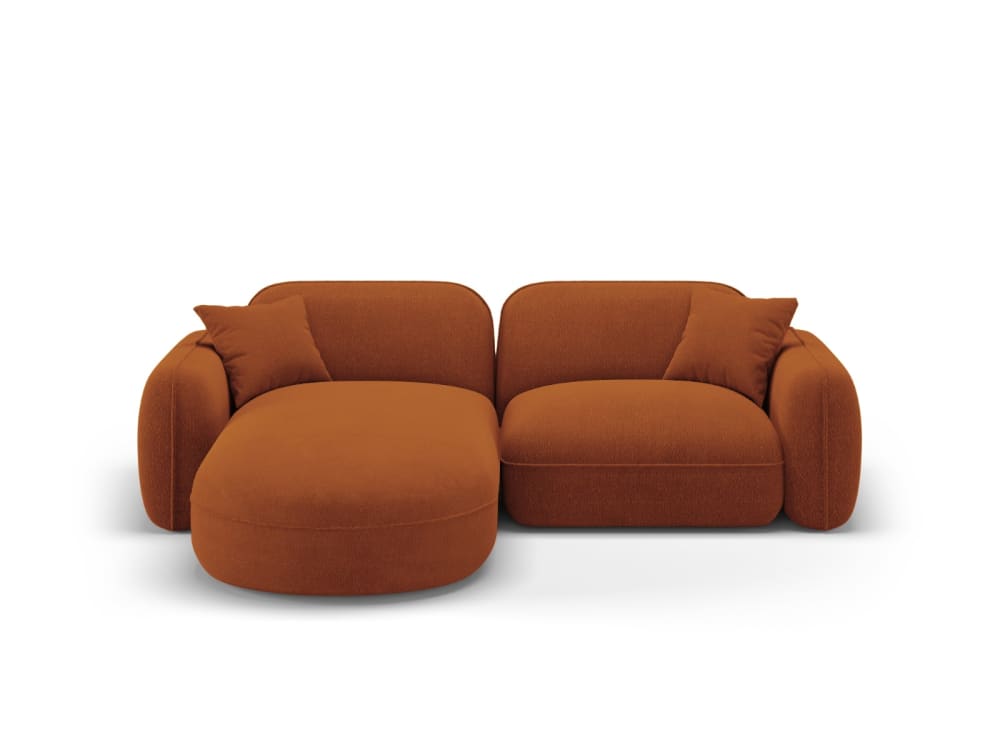 Canapé d'angle gauche modulable 3 places en velours terracotta