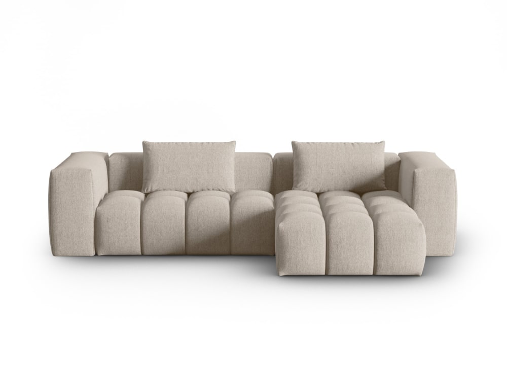 Canapé d'angle droit modulable 3 places en tissu structurel le sable