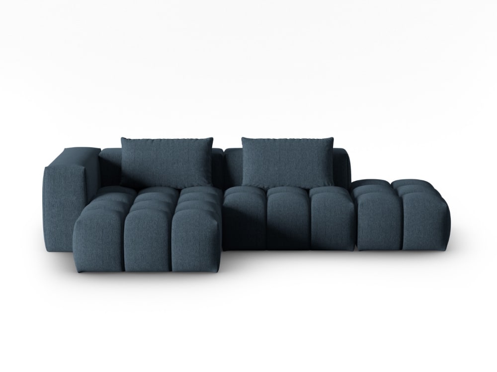 Canapé d'angle gauche modulable 4 places tissu structurel bleu foncé