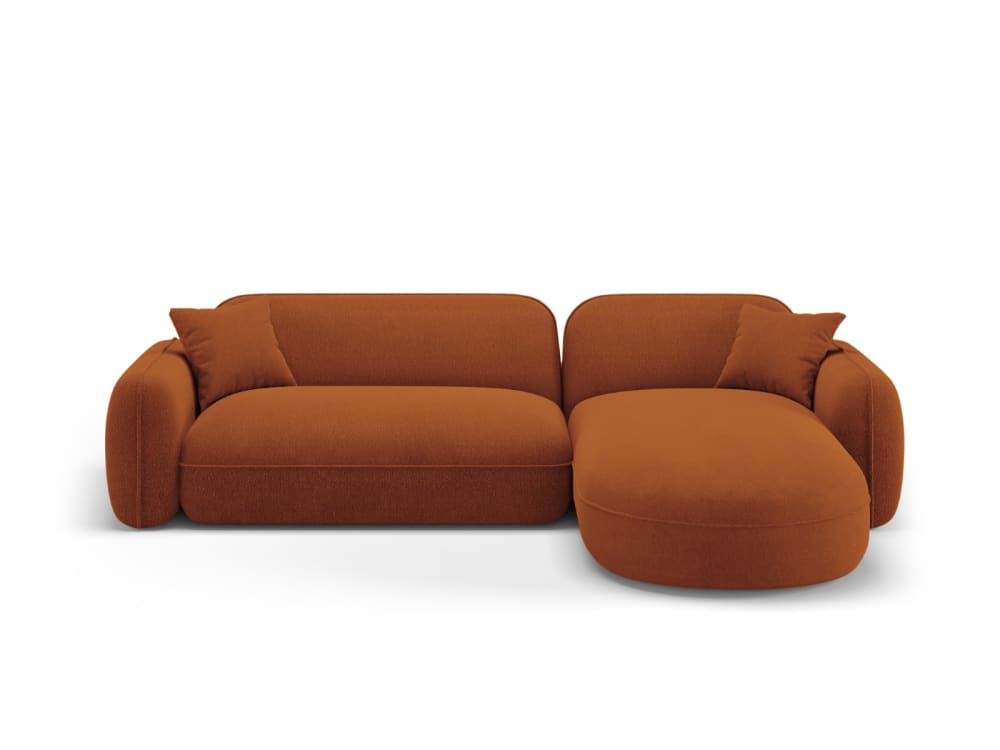 Canapé d'angle droit modulable 4 places en velours terracotta