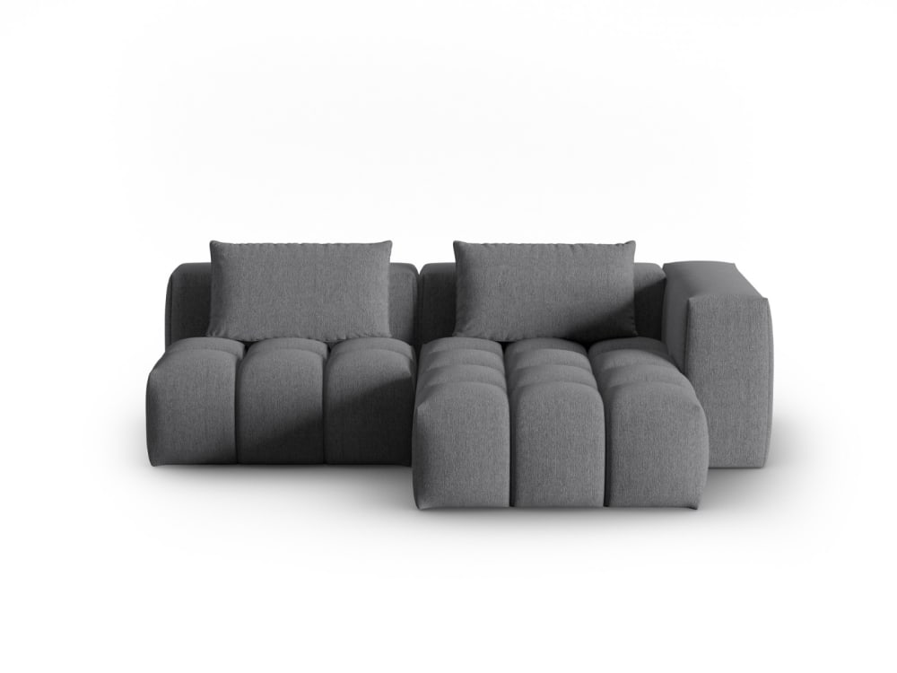Canapé d'angle droit modulable 3 places en tissu structurel gris