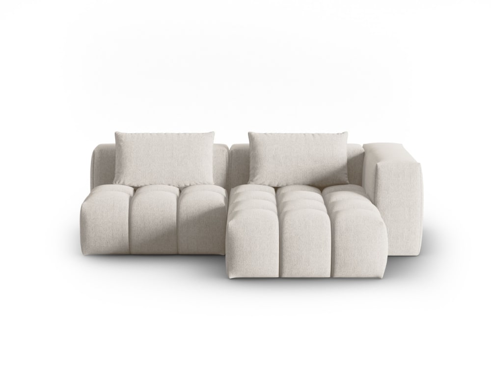 Canapé d'angle droit modulable 3 places en tissu structurel beige