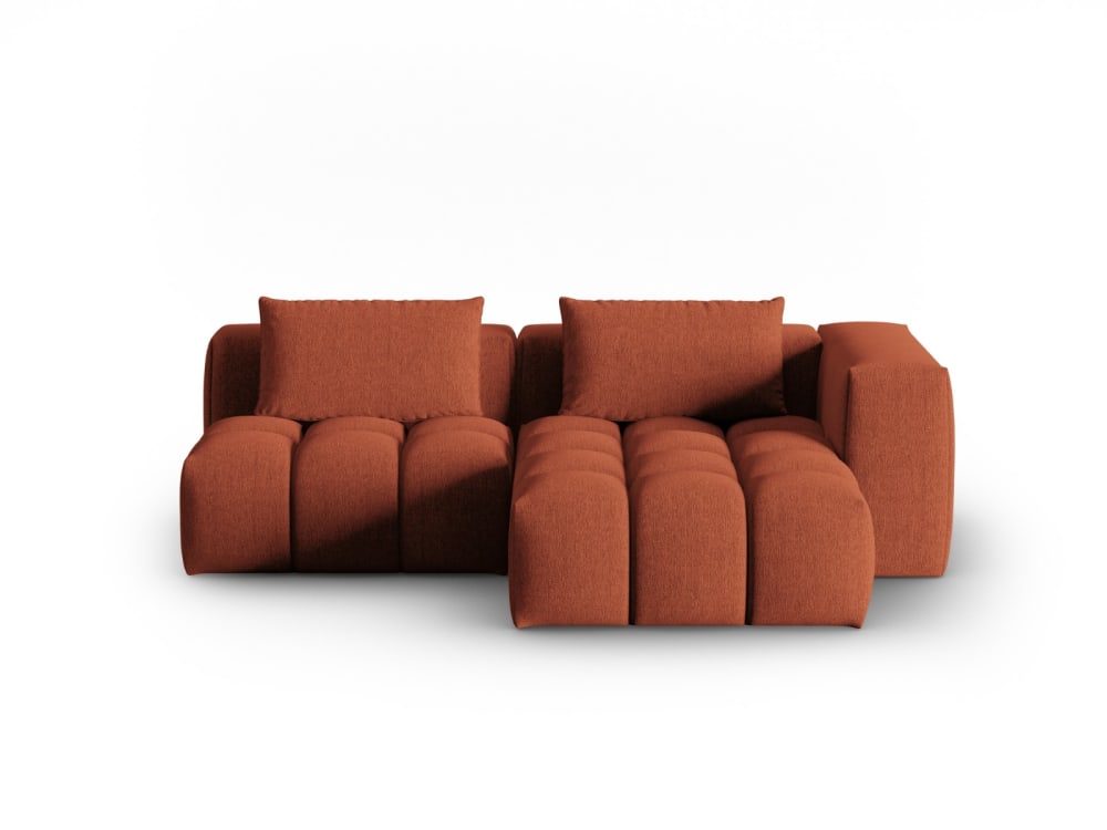 Canapé d'angle droit modulable 3 places en tissu structurel corail