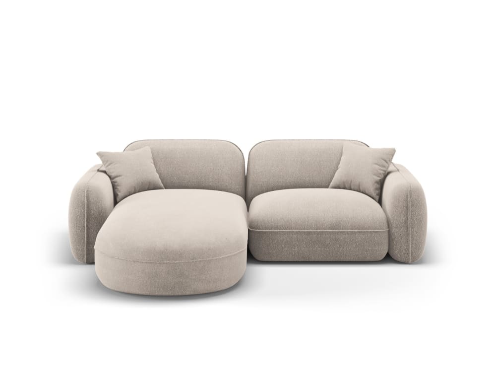 Canapé d'angle gauche modulable 3 places en velours beige foncé