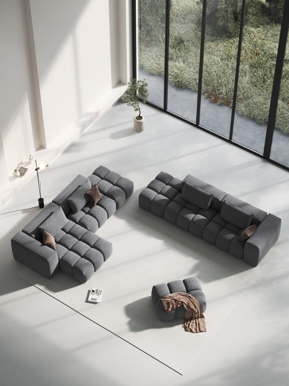 Pouf en tissu structurel gris - Maisons du Monde
