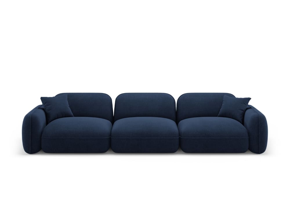 Canapé modulable 4 places en velours bleu foncé