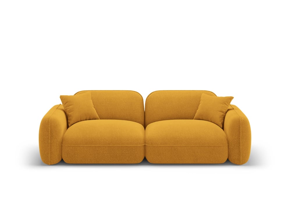 Canapé modulable 3 places en velours moutarde