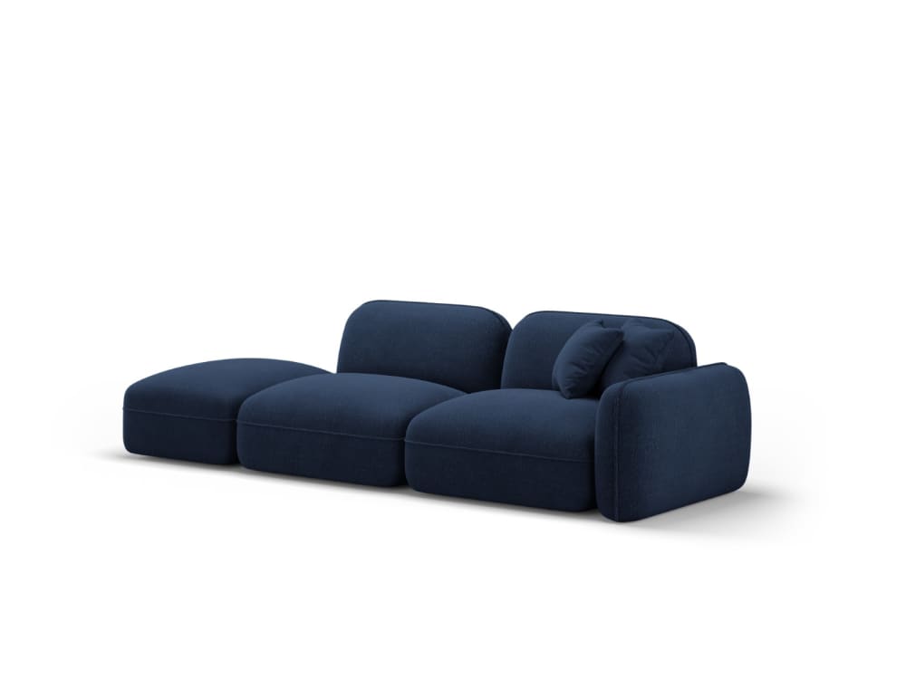 3-Sitzer modulares Sofa links aus Samt, dunkelblau - Maisons Du