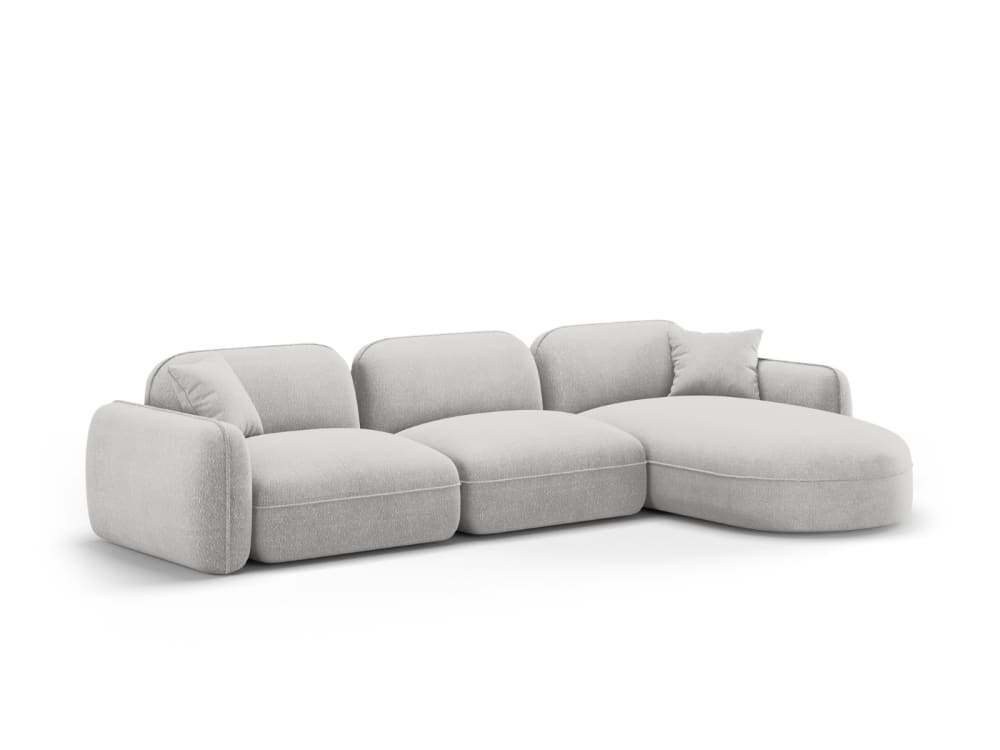 Canapé d'angle droit modulable 4 places en velours gris clair - Maisons du Monde