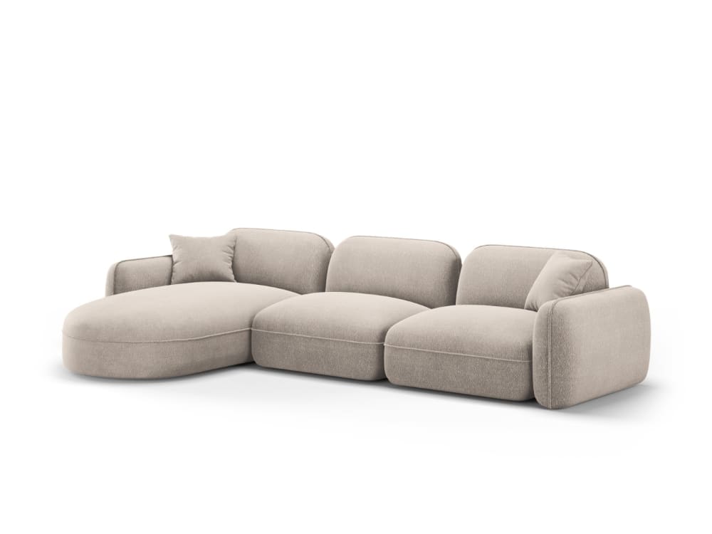 Canapé d'angle gauche modulable 4 places en velours beige foncé - Maisons du Monde