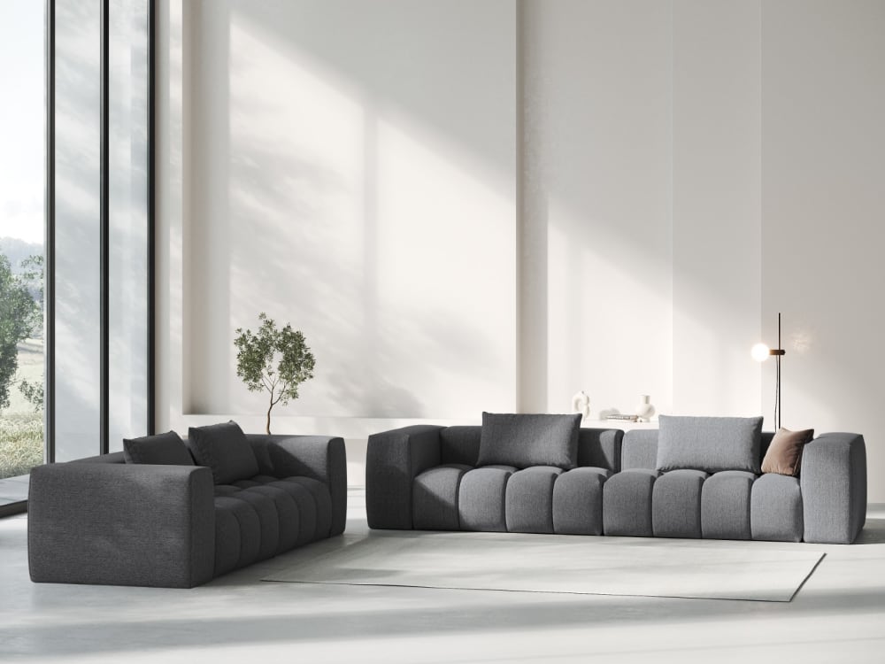 Canapé modulable 3 places en tissu structurel gris - Maisons du Monde