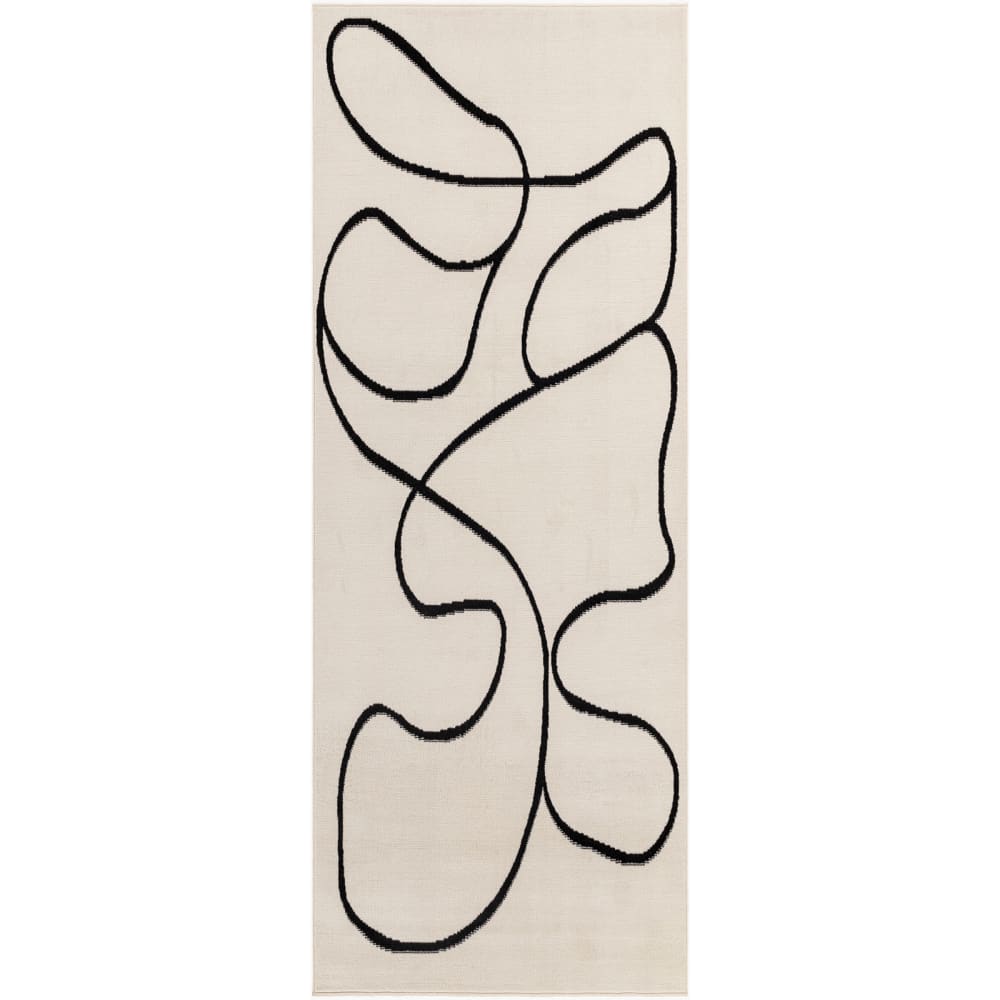 Skandinavischer Boho Flurteppich Weiß/Schwarz 80x220 - Maisons Du