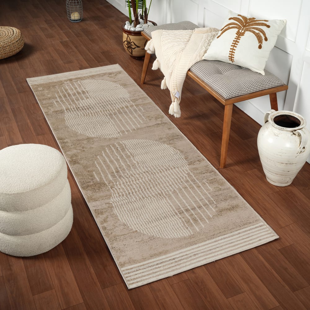 Tapis de couloir scandinave moderne brun/beige 80x220 — vue 3