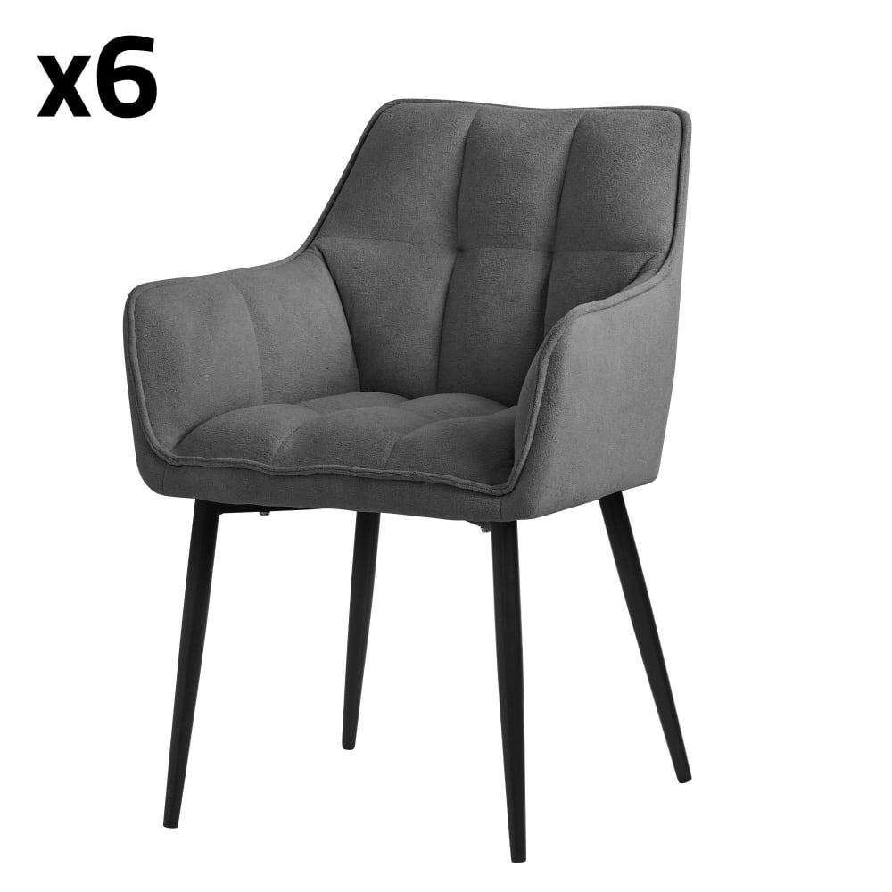 ML-Design Esszimmerstühle 6er Set Dunkelgrau Frottee Gepolstert Metallbeinen - Baumwolle